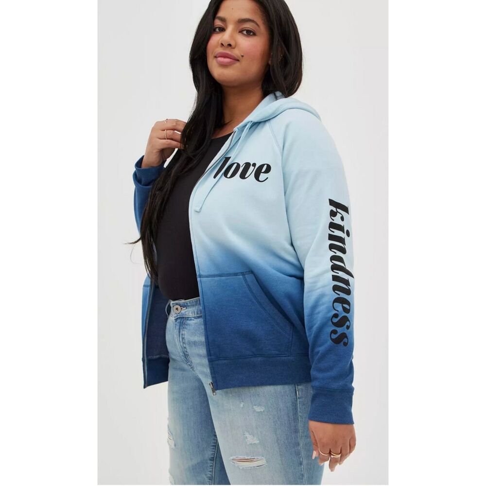 Torrid Super Soft Fleece Positivity Love Ombre Blue Size 5 EUC